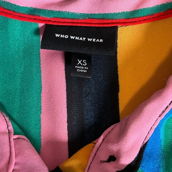 Who What Wear Multicolor Stripe Button-Down Blouse – Size XS (Y2K 90s Vibe) - Picture 4 of 9